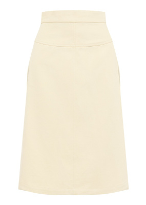 Юбка А-силуэта на кокетке из денима (Молочный, 42)